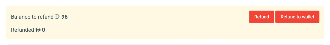 The Balance to refund line with the Refund button