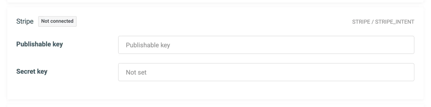 The Stripe connection card on the Payment Gateways tab